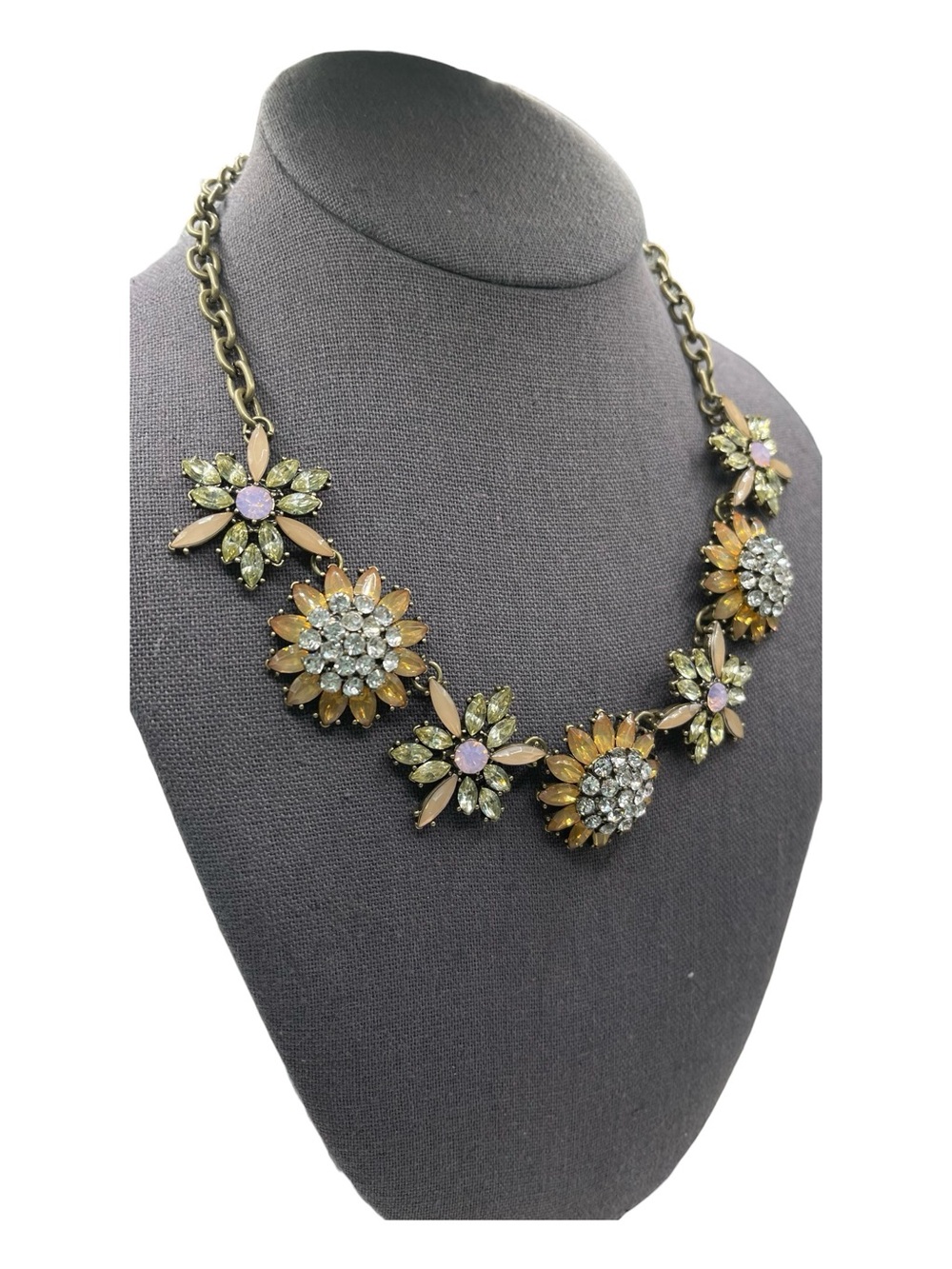 ❤️ Vintage Floral Rhinestone Chunky Statement Necklace - Picture 3 of 6